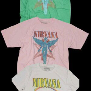 3 Pack Unisex Music t shirt -NIRVANA-Music Tees- 100% Cotton Summer Colors